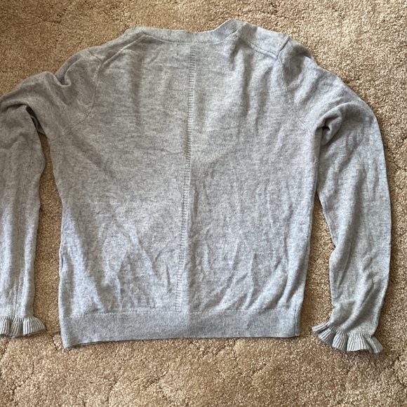 Banana Republic Italian Superloft Ruffle Cuff Cardigan in Heather Gray - M - Picture 2 of 6